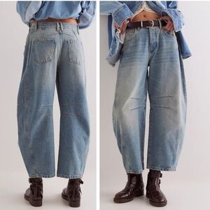 NEW We The Free Good Luck Mid Rise Barrel Jeans Kismet Wash 32